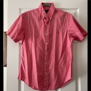 Ralph Lauren pink short sleeve man’s button shirt size medium